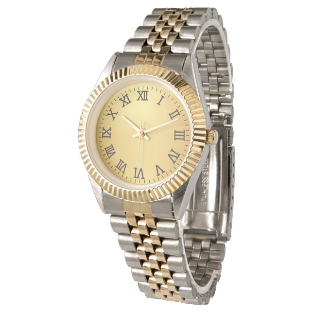 Pulsera Elegante reloj con números romanos de dos tonos or (Angular)