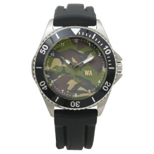 Pulsera Elegante reloj de camuflaje, cazador monogramado, 