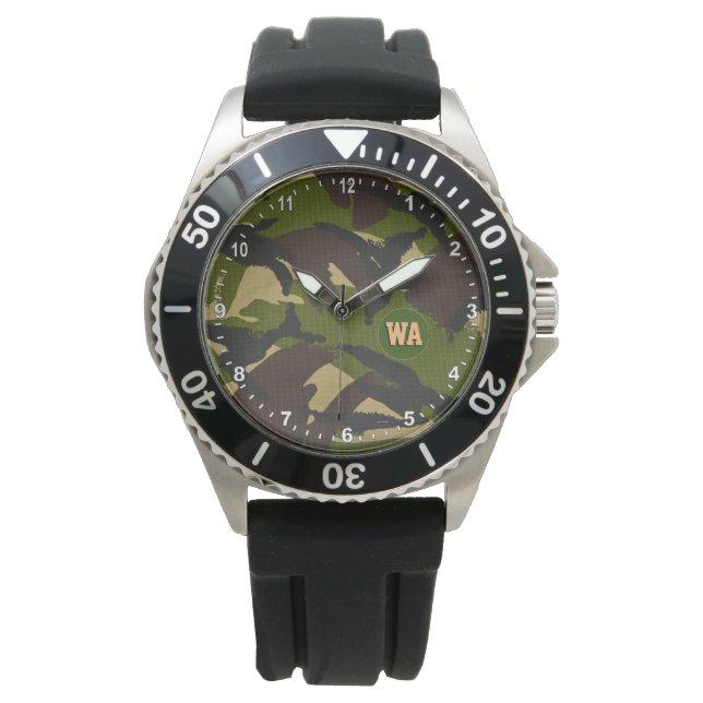 Pulsera Elegante reloj de camuflaje, cazador monogramado,  (Anverso)