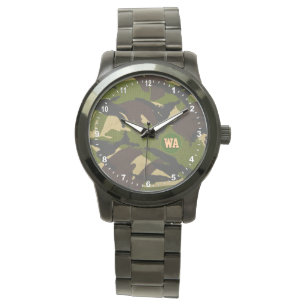 Pulsera Elegante reloj de camuflaje, cazador monogramado,