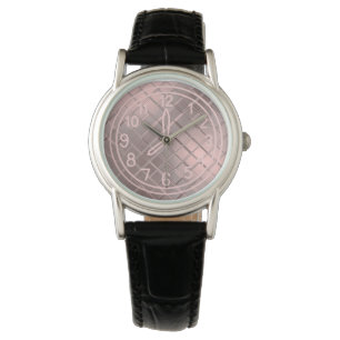 Pulsera Elegante reloj de cuero ruso Verde azulado rosado