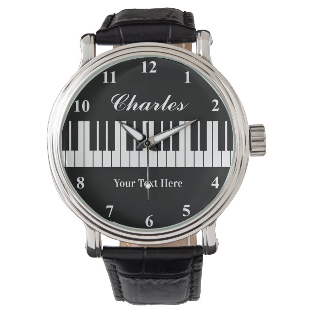 Pulsera Elegante reloj de piano blanco y negro para los ho (Anverso)
