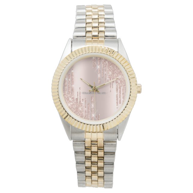 Pulsera Elegante reloj de rosa dorado (Anverso)