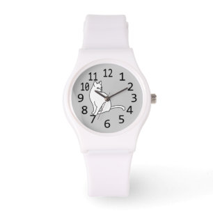 Pulsera Esbozo de dibujo de gato sentado Reloj numerado