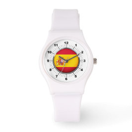 Pulsera España: Bandera femenina, reloj de silicio blanco 