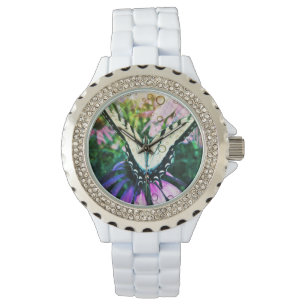 Pulsera Estilo: Reloj de esmalte blanco Diamante de imitac
