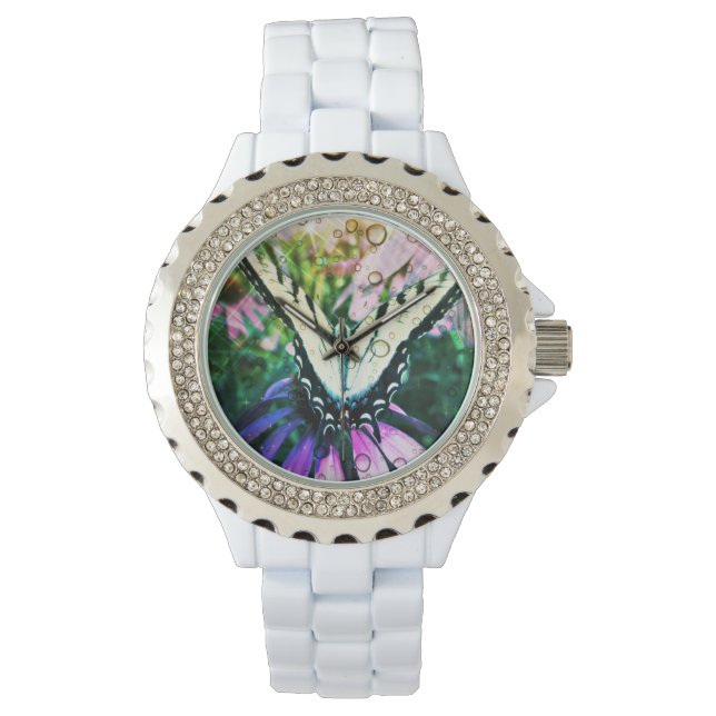 Pulsera Estilo: Reloj de esmalte blanco Diamante de imitac (Anverso)