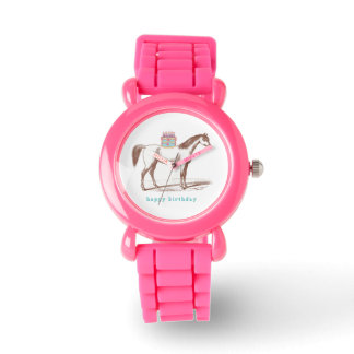 Pulsera Feliz cumpleaños, reloj de caballos y pasteles