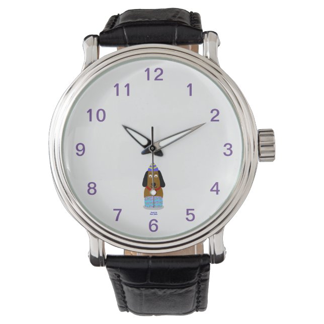 Pulsera Feliz cumpleaños, reloj de la vendimia negra de la (Anverso)