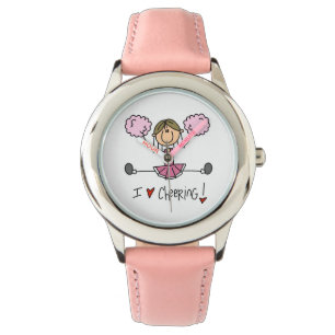 Pulsera Figura rosada reloj del palillo de Cheeleader