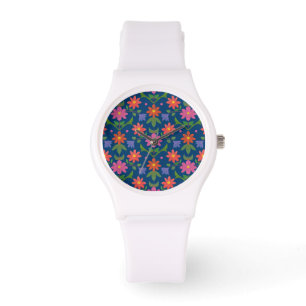 Pulsera Flores de rangoli puntos de polka, reloj de pulser