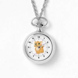 Pulsera Gato de reloj de collar de plata