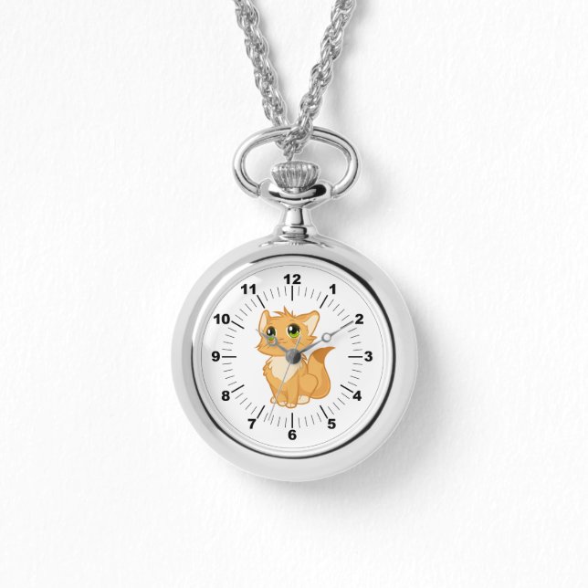 Pulsera Gato de reloj de collar de plata (Anverso)