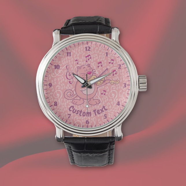 Pulsera Gato rosa con reloj de violín (Subido por el creador)