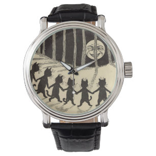 Pulsera Gatos que bailan en reloj del claro de luna