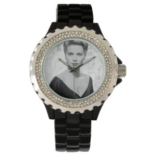 Pulsera Grace Kelly, reloj de esmalte negro Diamante de im