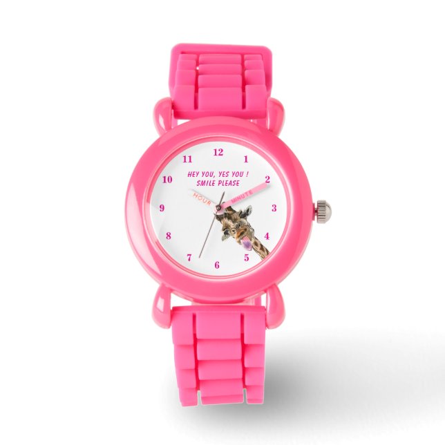 Pulsera Gracioso reloj de jirafa con texto (Anverso)