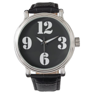 Pulsera Grandes Números De Reloj En Negro