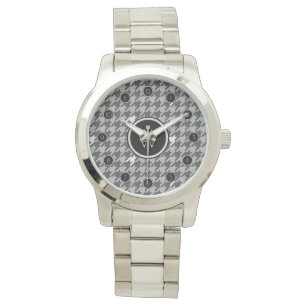 Pulsera Gris con reloj de pulgón con acento plateado