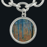 Pulsera Gustav Klimt Beech Tree Forest Grove<br><div class="desc">Se basa en obras de arte clásicas de pintura natural de Gustav Klimt, Beech Grove 1, 1902. La obra representa un denso bosque de abedules altos y delgados, con troncos pálidos marcados por líneas oscuras y verticales. El follaje está pintado en tonos azules, verdes y amarillos, lo que añade una...</div>