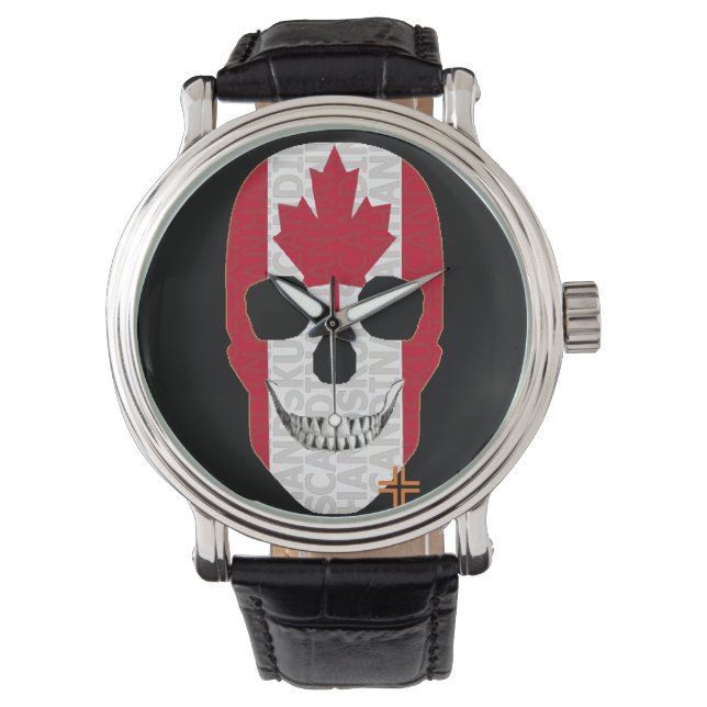 Pulsera HANDSKULL Canadá reloj hombres de cuero B2 (Anverso)