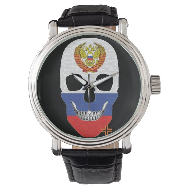 Pulsera HANDSKULL Cuero B2 para hombres de reloj ruso (Anverso)