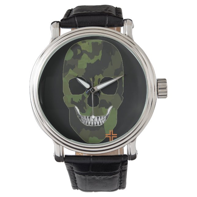 Pulsera HANDSKULL Ejército reloj hombres de cuero B2 (Anverso)