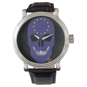 Pulsera HANDSKULL Europa reloj hombres de cuero B2