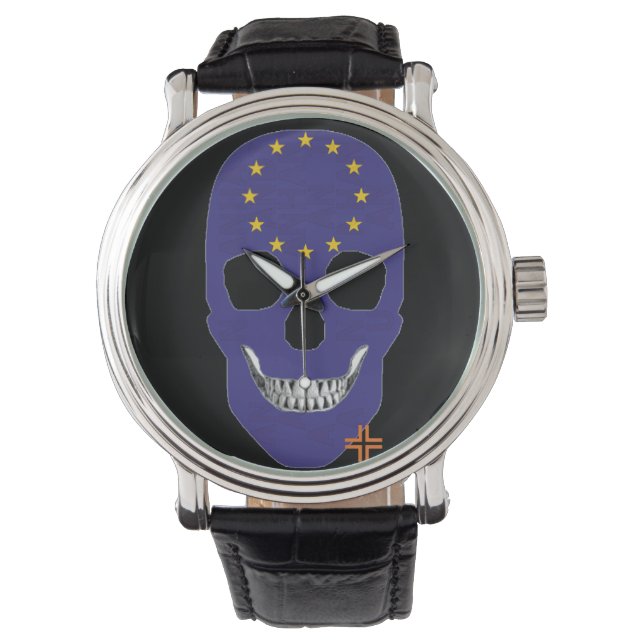 Pulsera HANDSKULL Europa reloj hombres de cuero B2 (Anverso)