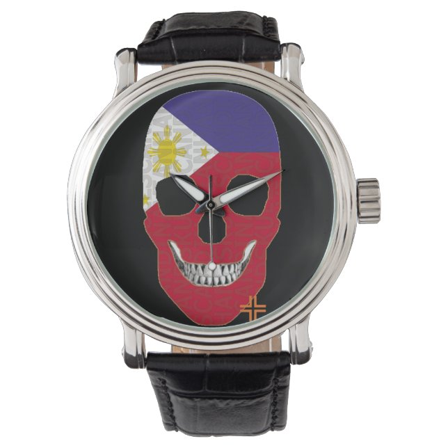 Pulsera HANDSKULL Filipinas reloj hombres de cuero B2 (Anverso)