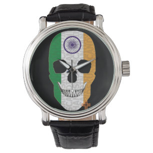 Pulsera HANDSKULL India reloj hombres de cuero B2