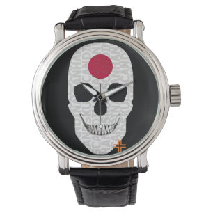 Pulsera HANDSKULL Japón reloj hombres de cuero B2