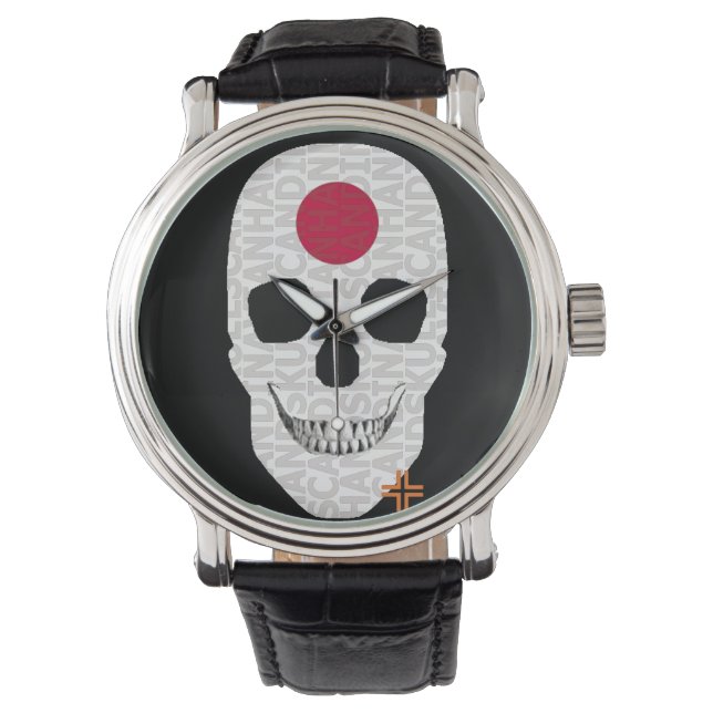 Pulsera HANDSKULL Japón reloj hombres de cuero B2 (Anverso)