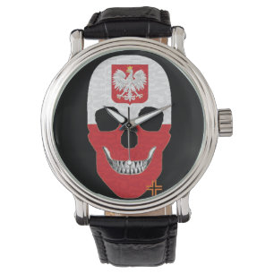 Pulsera HANDSKULL Polonia reloj hombres de cuero B2