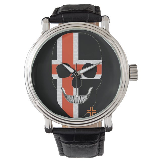 Pulsera HANDSKULL Reloj nórdico masculino de cuero B2 (Anverso)