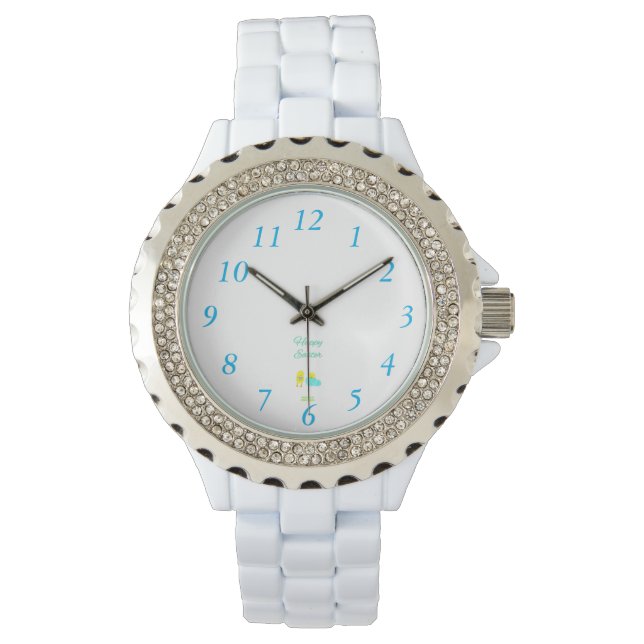 Pulsera Hatchlings de Pascua Reloj Blanco Diamante de imit (Anverso)