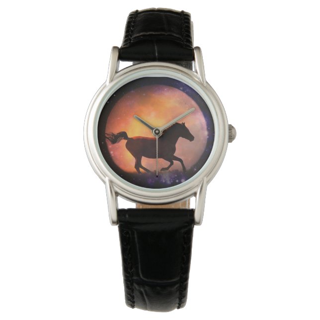 Pulsera Hermoso reloj de caballos y luna (Anverso)