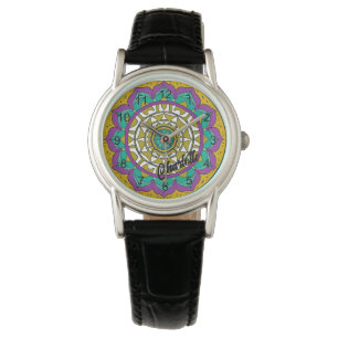Pulsera Hermoso reloj de manala morado y verde