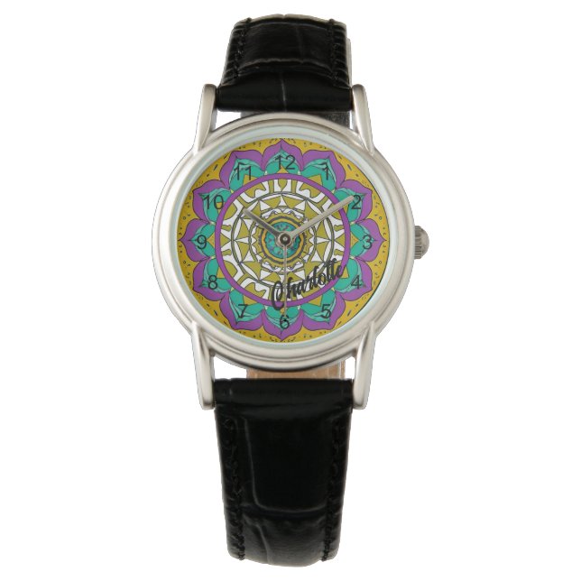 Pulsera Hermoso reloj de manala morado y verde (Anverso)