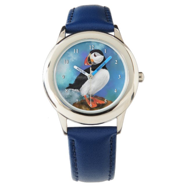 Pulsera Hermoso reloj de pintura de pájaros del atlántico  (Anverso)
