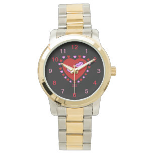 Pulsera Hermosos Besos De Corazón Unisex Reloj De Dos Tono