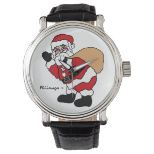 Pulsera Ho Ho Ho reloj de la correa de cuero de Santa