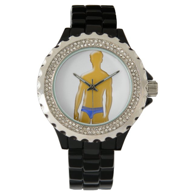 Pulsera Hombre Naranja Reloj de Ropa Interior Azul (Anverso)