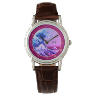 Pulsera Japón vintage, gran ola de kanagawa reloj kanji