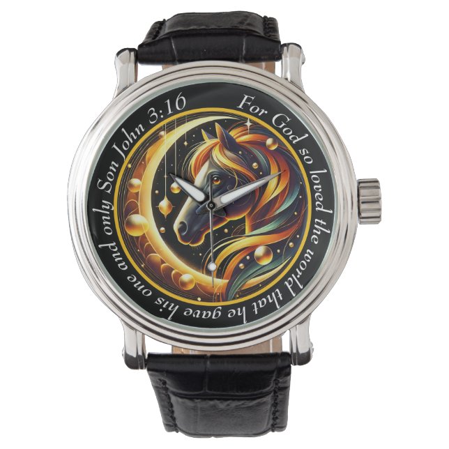 Pulsera Juan 3:16 Reloj de Caballo Celestial Espíritu Fe (Anverso)