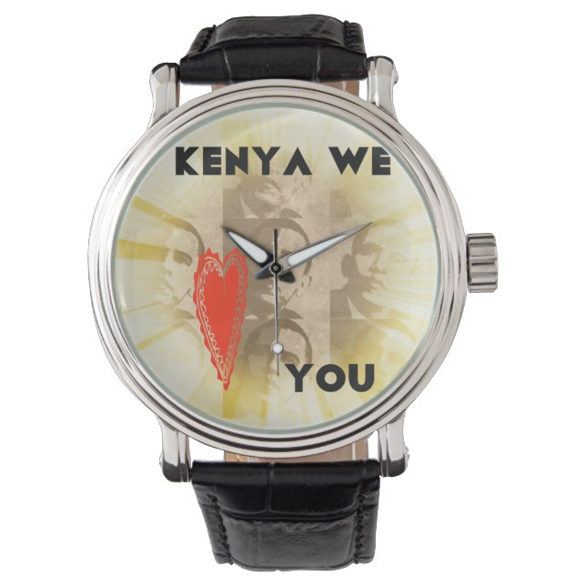 Pulsera Kenia te queremos reloj de cuero vintage (Anverso)