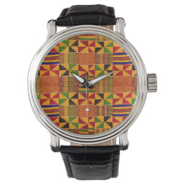 Pulsera Kente motif textura de impresión de la cara reloj