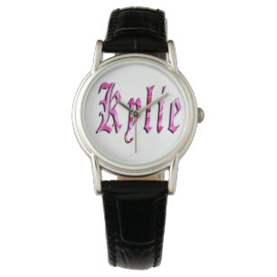 Pulsera Kylie, Nombre, Logo, Señoras Reloj de Cuero Negro.