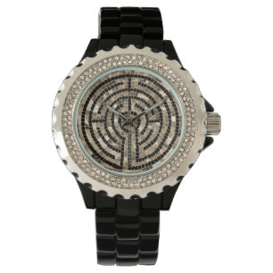 Pulsera LABYRINTH V reloj de esmalte negro Diamante de imi