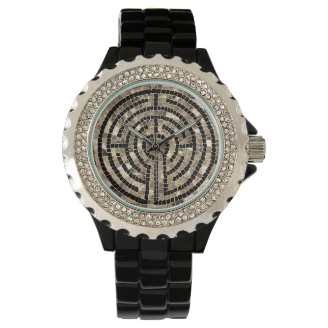 Pulsera LABYRINTH V reloj de esmalte negro Diamante de imi (Anverso)